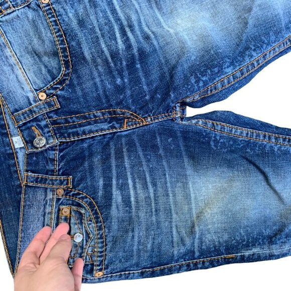 VINTAGE True Religion Jeans Size 32 STRAIGHT Orange Stitch - Picture 2 of 12